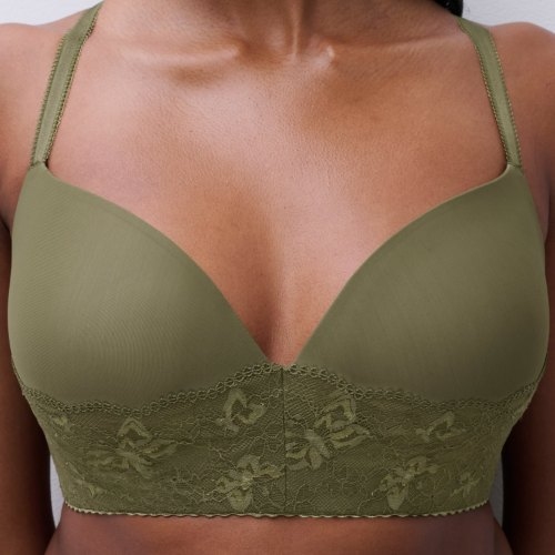 Chantelle Pulp Kiss kaki soutien-gorge sans armatures en dentelle