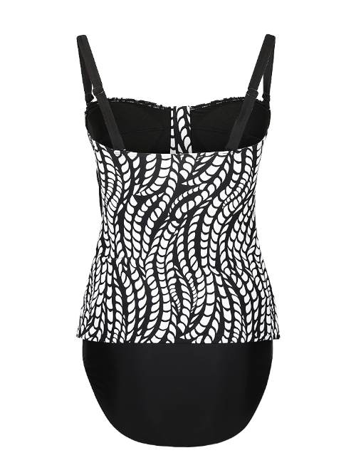 Mila Ocean Waves noir/blanc tankini set