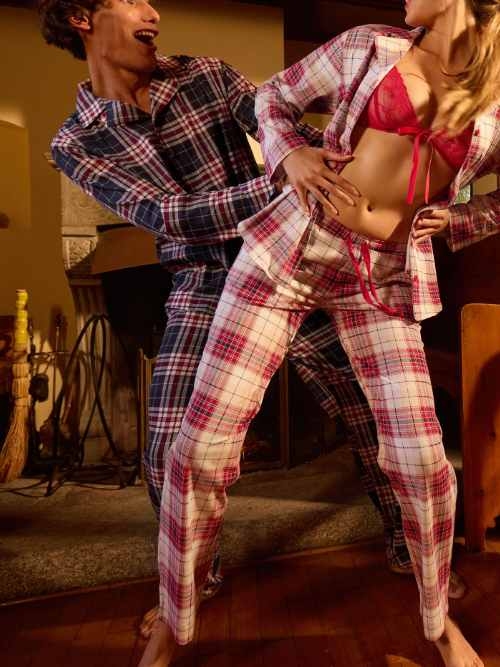 Lisca Nachtmode Cosy Nights red plaid pantalon de pyjama