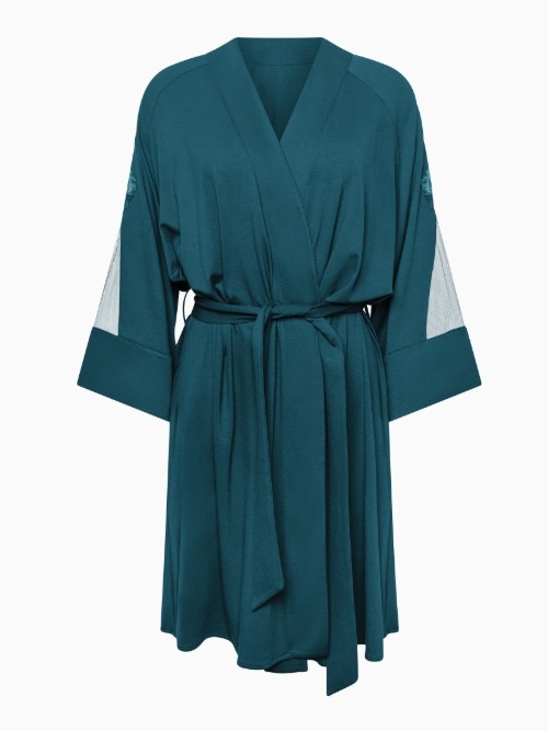 Lisca Nachtmode Velvet atlantic deep kimono