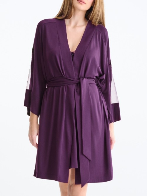 Lisca Nachtmode Velvet violet kimono