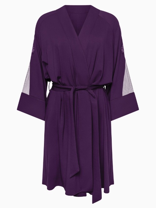 Lisca Nachtmode Velvet violet kimono