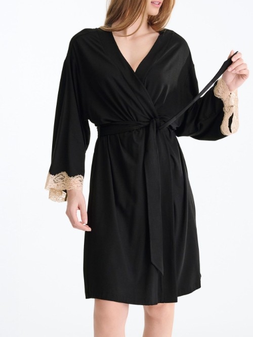 Lisca Nachtmode Tania noir kimono