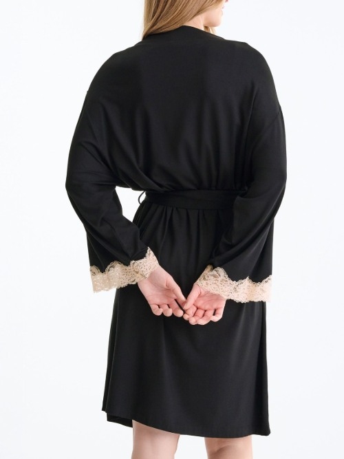 Lisca Nachtmode Tania noir kimono