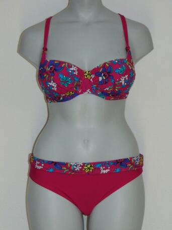 NICKEY NOBEL HIBISCUS Raspberry print Soft cup Bikinitop + Brief