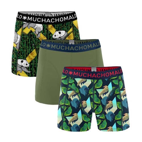 Muchachomalo panda/bird/solid vert/print boxer