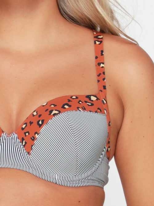 Plage de LingaDore Striped Cheetah marron/print haut de bikini préformé Plage de LingaDore Striped Cheetah marron/print haut de bikini préformé