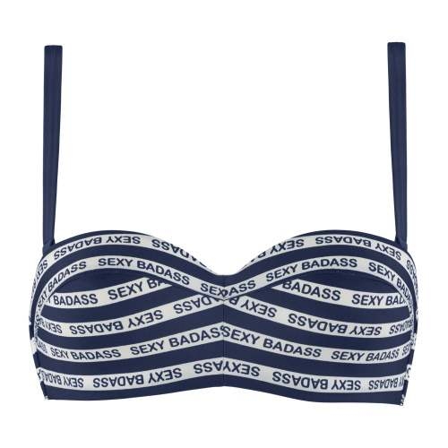 Maillots de bain Marlies Dekkers Sexy Badass bleu marine/blanc haut de bikini préformé Maillots de bain Marlies Dekkers Sexy Badass bleu marine/blanc haut de bikini préformé