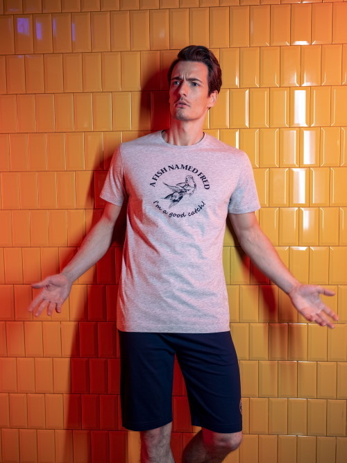 Un poisson nommé Fred 120001 grey melange shirt Un poisson nommé Fred 120001 grey melange shirt