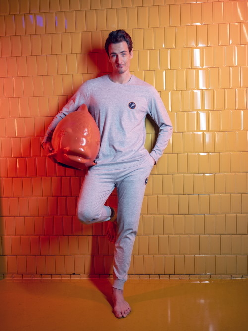 Un poisson nommé Fred 120003 grey melange pantalon de pyjama Un poisson nommé Fred 120003 grey melange pantalon de pyjama