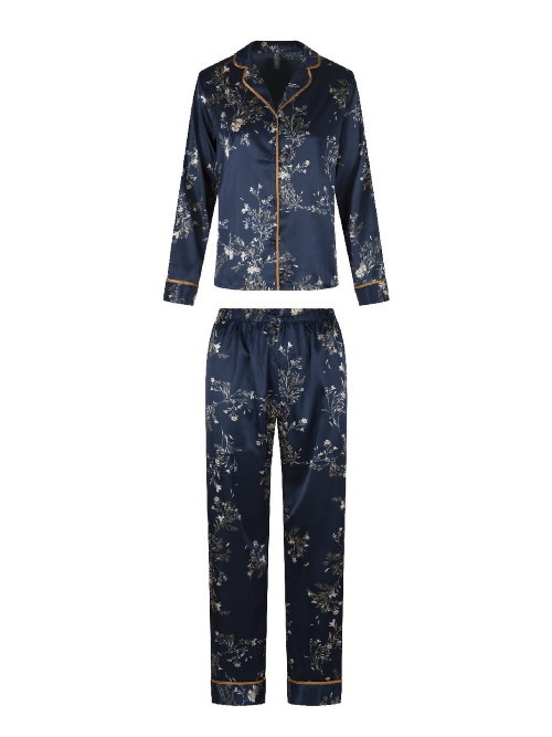 LingaDore Nuit SATIN bleu marine/print pyjama