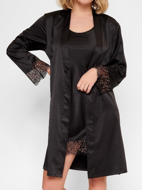 LingaDore Nuit In love with embroidery noir/cuivre kimono
