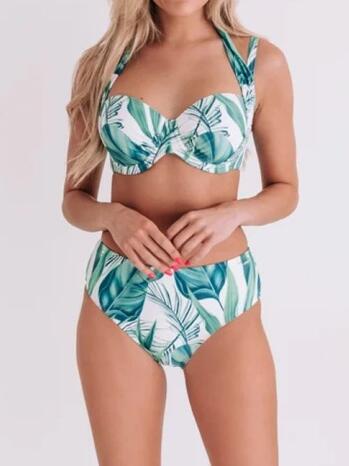 Bomain Lyon Green/Print Halter Bikini 