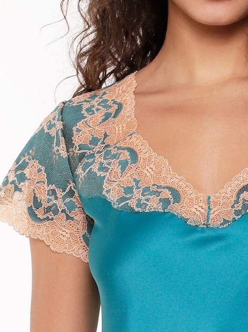 LingaDore Night Turquoise & Sand turquoise/print chemise de nuit LingaDore Night Turquoise & Sand turquoise/print chemise de nuit
