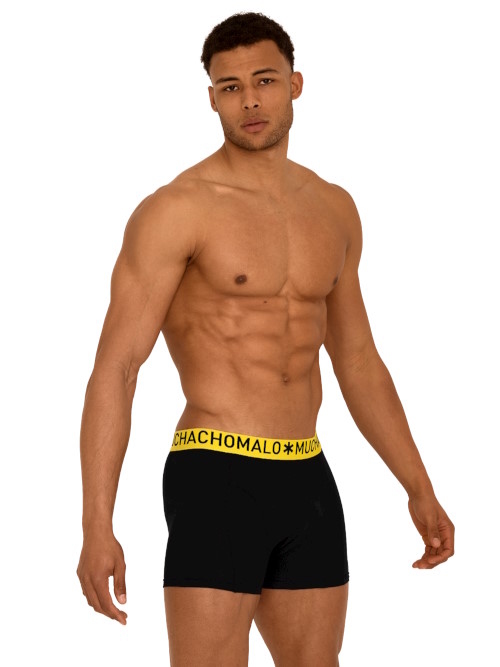 Muchachomalo Light Cotton Solid noir/jaune boxer Muchachomalo Light Cotton Solid noir/jaune boxer