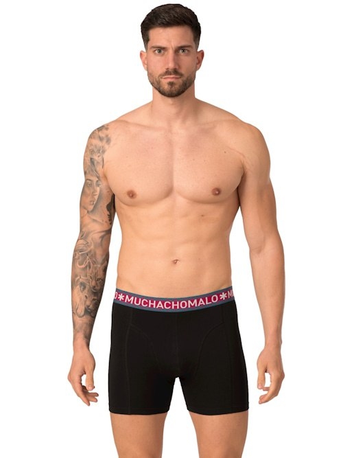 Muchachomalo Light Cotton Solid noir/rouge boxer Muchachomalo Light Cotton Solid noir/rouge boxer