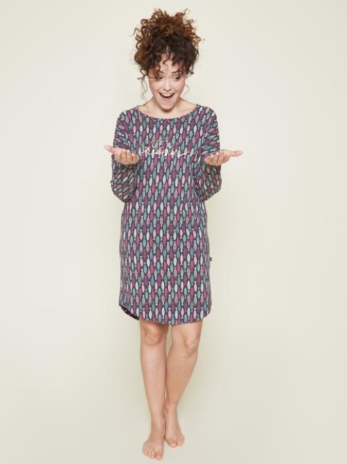 Charlie Choe Cold Days gris/print chemise de nuit Charlie Choe Cold Days gris/print chemise de nuit