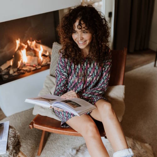 Charlie Choe Cold Days gris/print chemise de nuit Charlie Choe Cold Days gris/print chemise de nuit