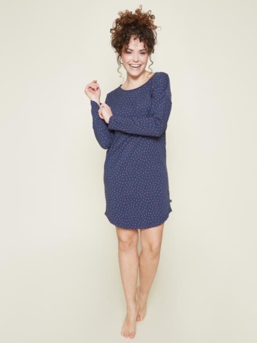 Charlie Choe Cold Days bleu marine/print chemise de nuit Charlie Choe Cold Days bleu marine/print chemise de nuit