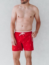 Bomain Basic rouge/blanc maillot de bain pour homme